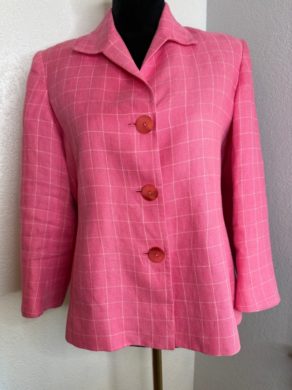 Jones New York Signature Pink Linen Blazer Size 6 coastal grandmother preppy